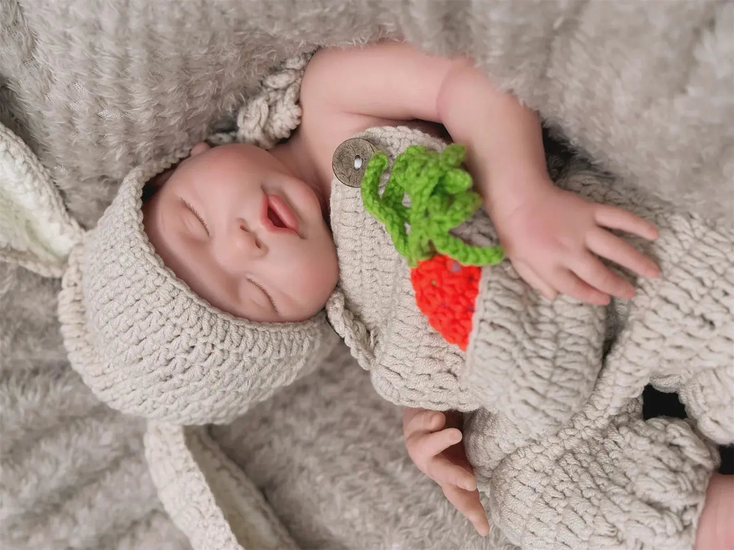 Can Open Mouth 17Inch Washable Close Eyes Full Body Solid Silicone Bebe Reborn Girl HandmadeLifelike Real Corpo De Silicone Doll lifelikesiliconereborns.com