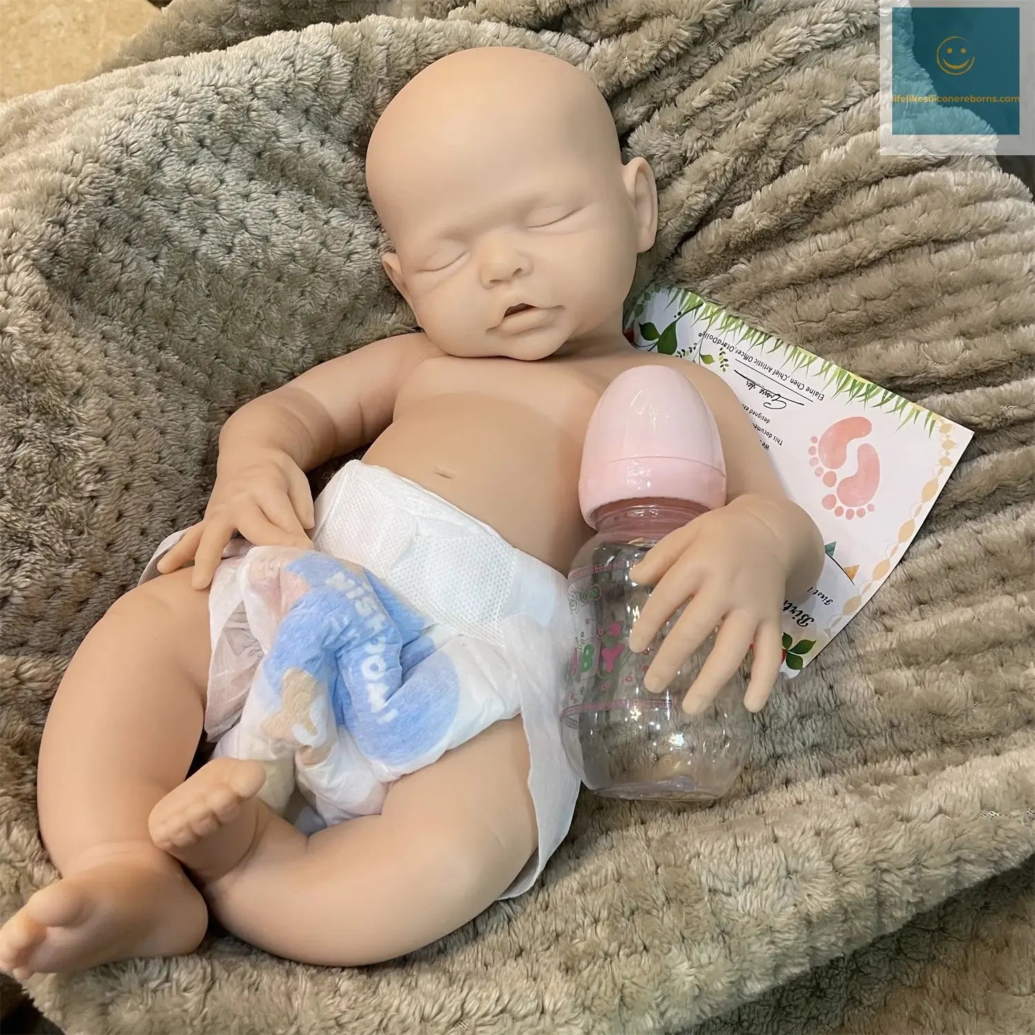 Can Open Mouth 17Inch Washable Close Eyes Full Body Solid Silicone Bebe Reborn Girl HandmadeLifelike Real Corpo De Silicone Doll lifelikesiliconereborns.com