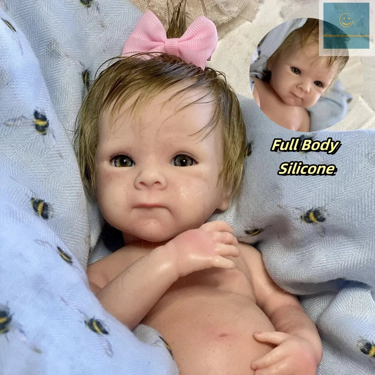 Can Open Mouth 33cm Bettie Full Body Solid Silicone Bebe Reborn Girl With Rooted Hair Handmade Soft Touch Silicone Newborn Doll lifelikesiliconereborns.com