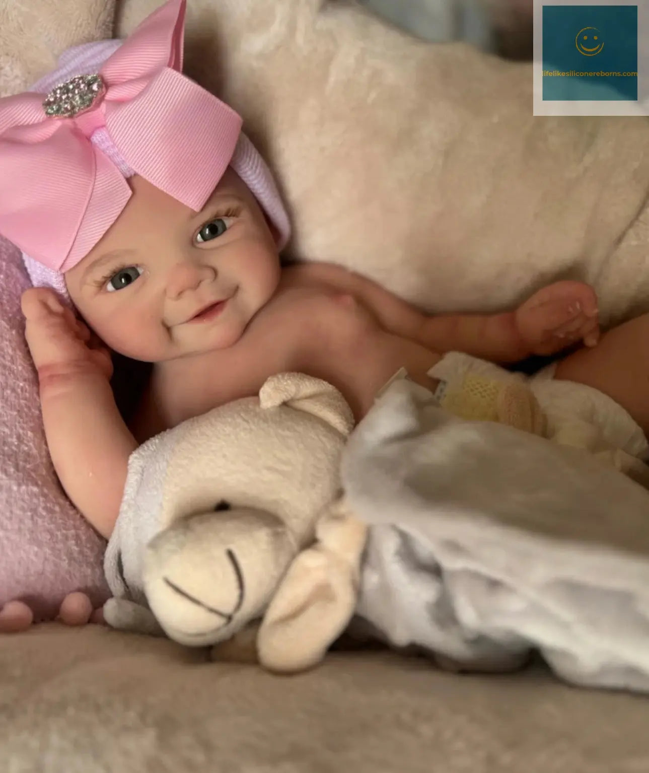 Can Open Mouth Vivienne 18Inch bebe reborn silicona Girl Doll With Painted Hair Washable Doll Lifelike Reborn Girl Doll lifelikesiliconereborns.com