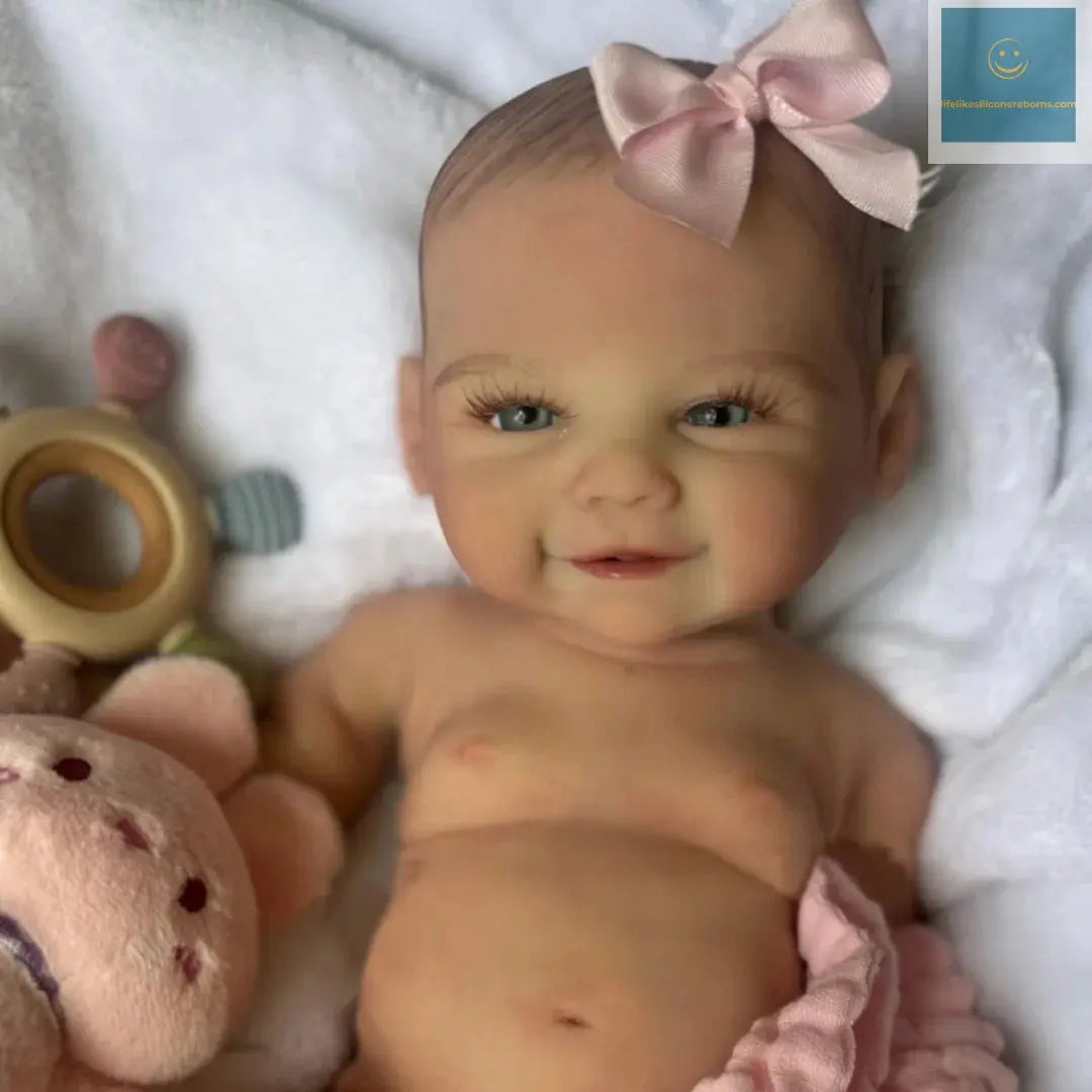 Can Open Mouth Vivienne 18Inch bebe reborn silicona Girl Doll With Painted Hair Washable Doll Lifelike Reborn Girl Doll lifelikesiliconereborns.com