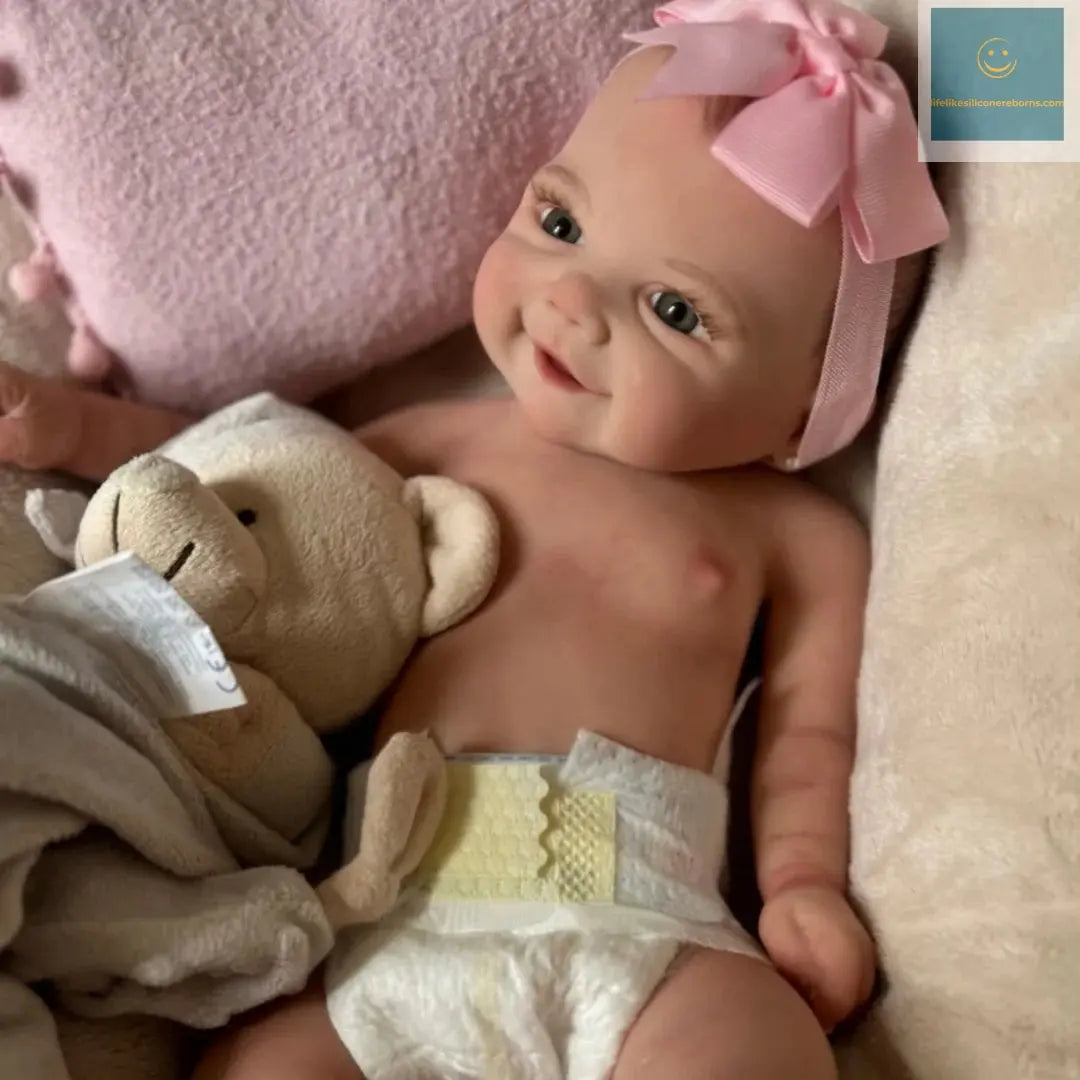 Can Open Mouth Vivienne 18Inch bebe reborn silicona Girl Doll With Painted Hair Washable Doll Lifelike Reborn Girl Doll lifelikesiliconereborns.com