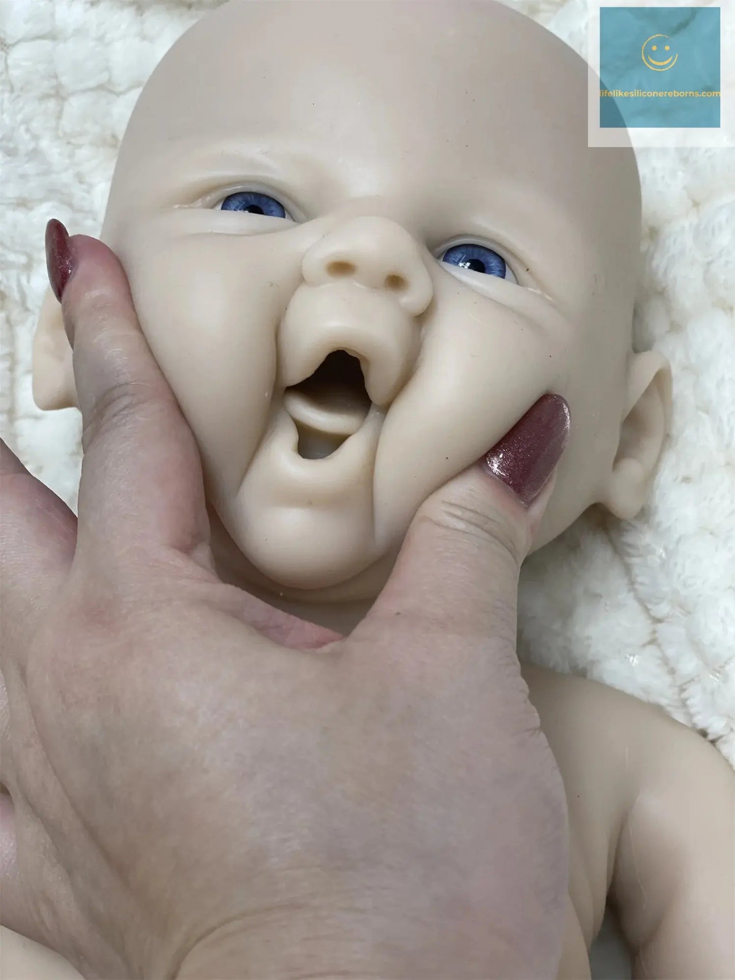 Can Open Mouth Vivienne 18Inch bebe reborn silicona Girl Doll With Painted Hair Washable Doll Lifelike Reborn Girl Doll lifelikesiliconereborns.com