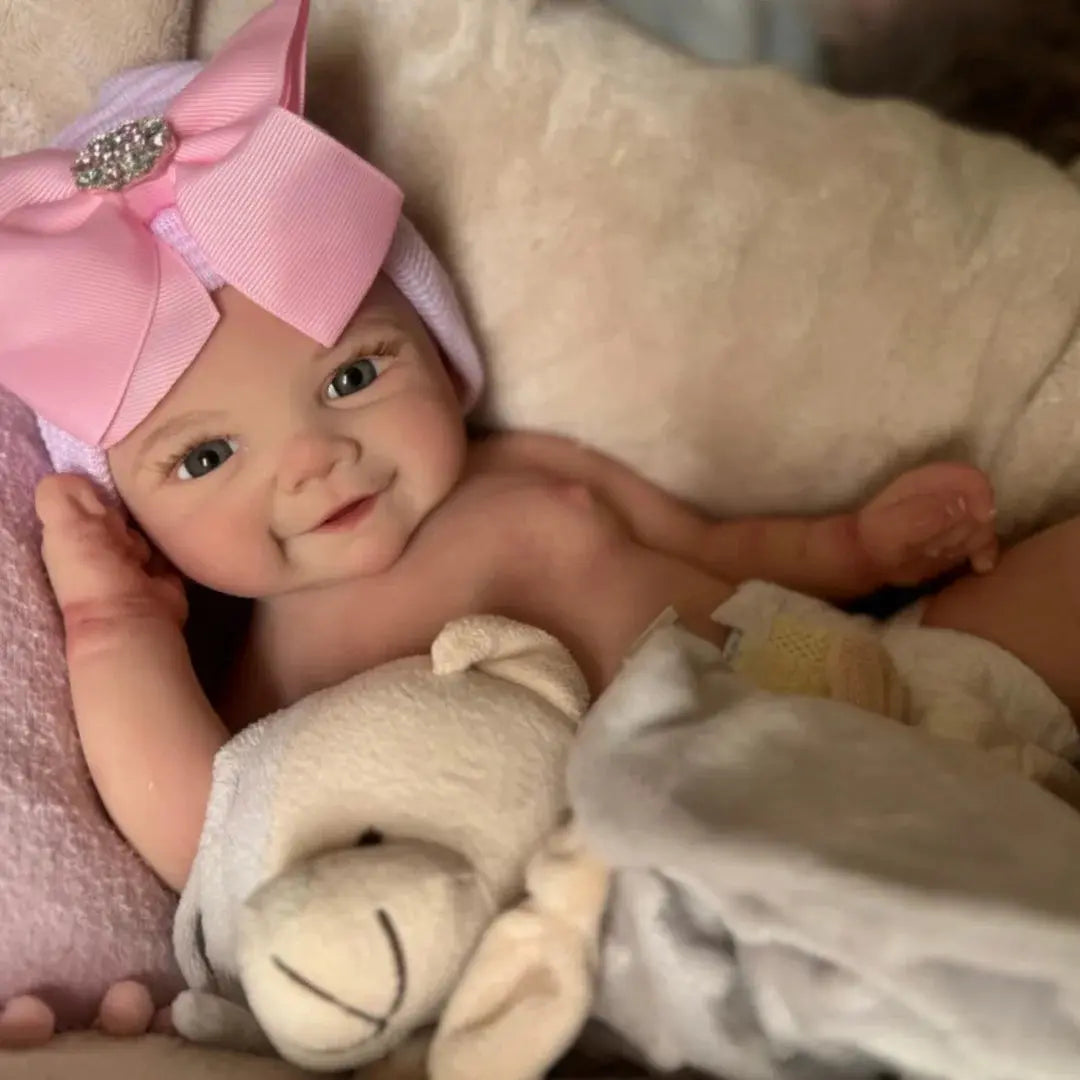 Can Open Mouth Vivienne 18Inch bebe reborn silicona Girl Doll With Painted Hair Washable Doll Lifelike Reborn Girl Doll lifelikesiliconereborns.com