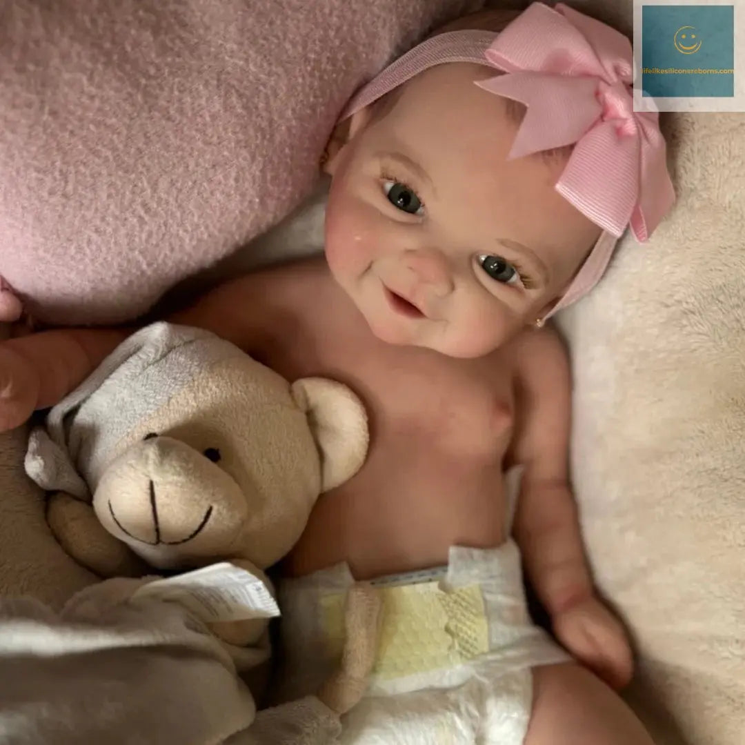 Can Open Mouth Vivienne 18Inch bebe reborn silicona Girl Doll With Painted Hair Washable Doll Lifelike Reborn Girl Doll lifelikesiliconereborns.com