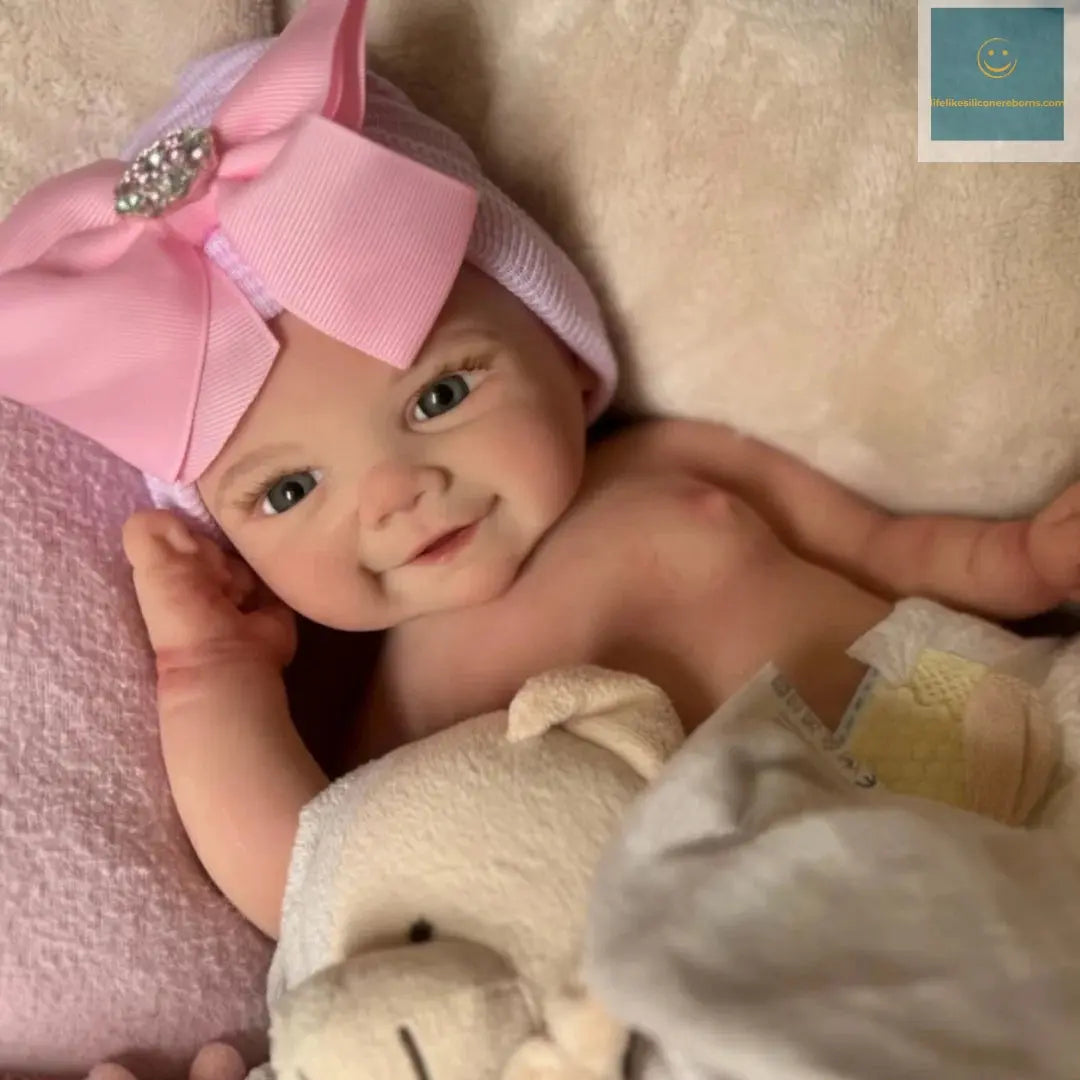 Can Open Mouth Vivienne 18Inch bebe reborn silicona Girl Doll With Painted Hair Washable Doll Lifelike Reborn Girl Doll lifelikesiliconereborns.com