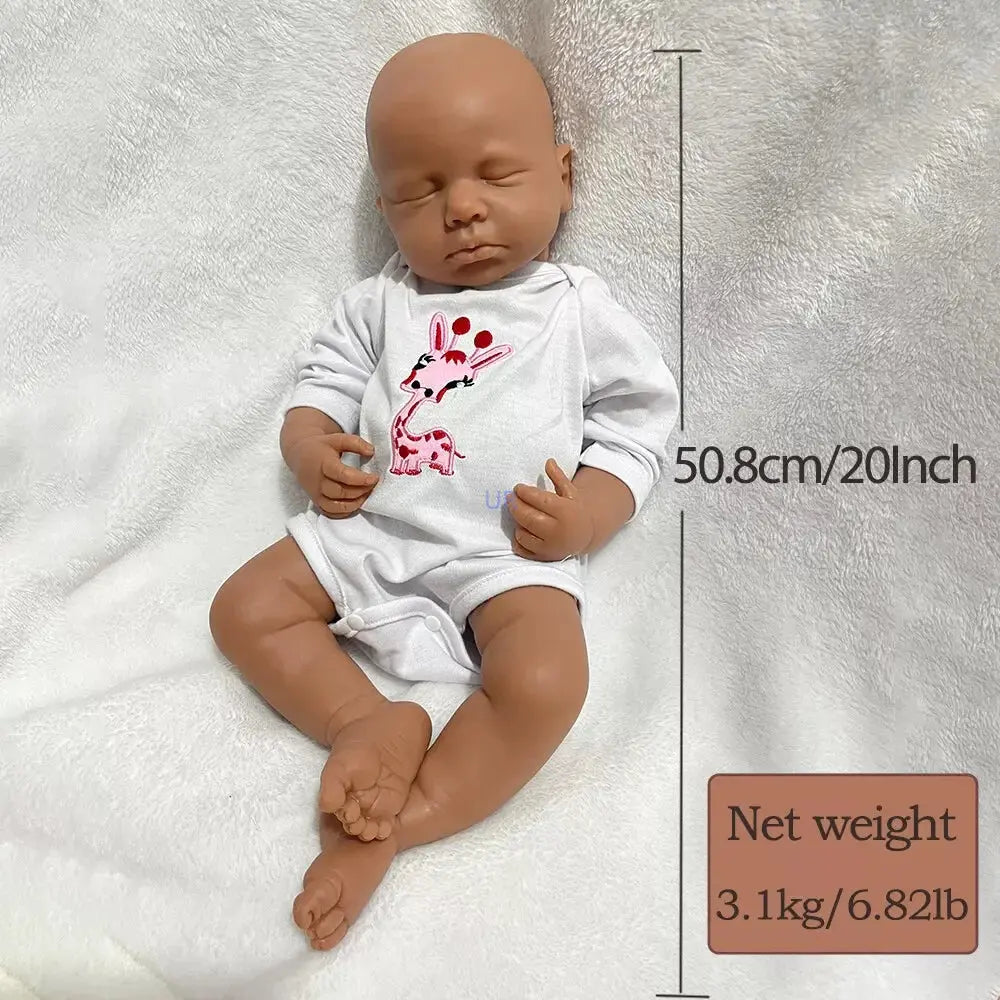 Christmas Gift New Year Gift For Kids Soft Stretchy Blank Silicone Doll 50Cm 20" Reborn Baby Girl African Skin Tone Loulou lifelikesiliconereborns.com