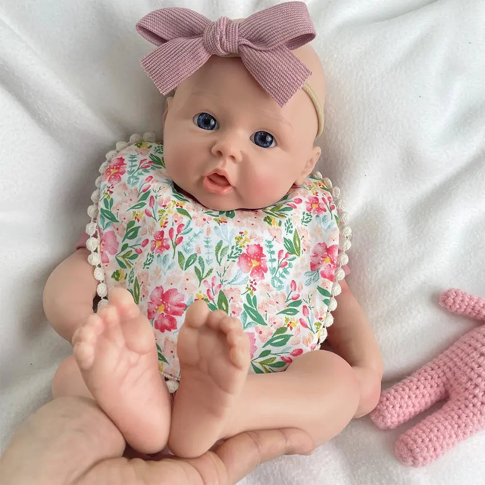 Chubby Flexible Handmade Silicone Reborn Baby Girl 18Inch Visible Veins Weighted Newborn Doll for Collector Christmas Gift Toys lifelikesiliconereborns.com