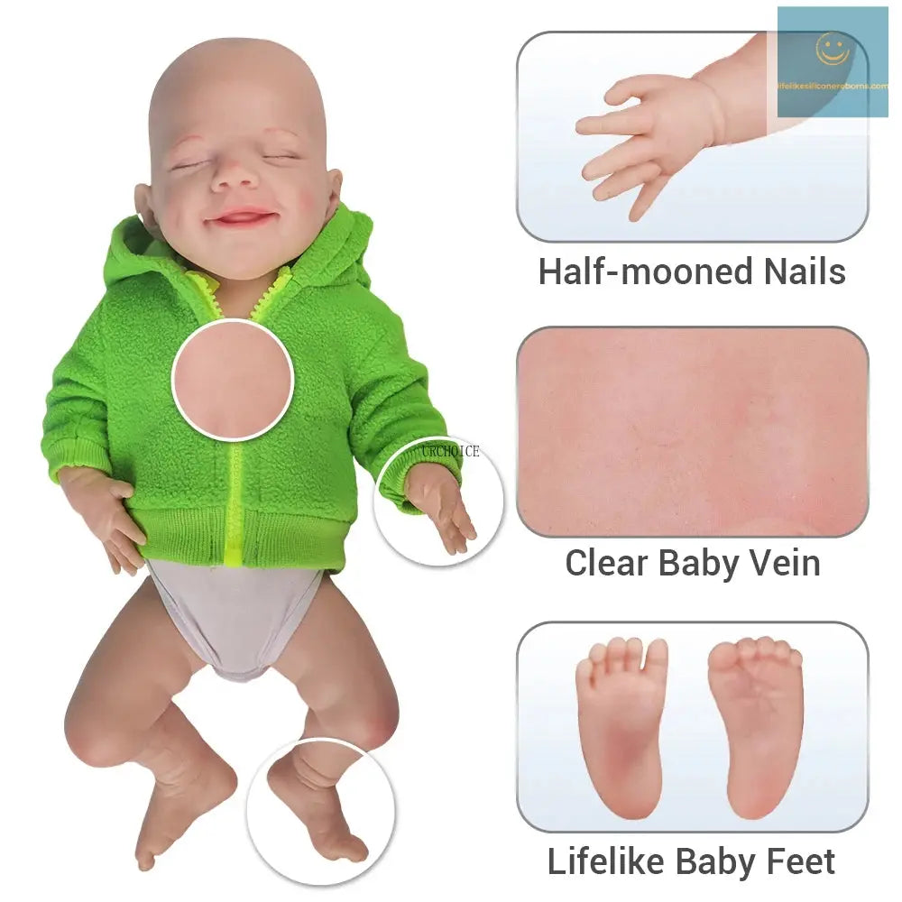DIY Lifelike 17Inch Flexible Silicone Reborn Doll Baby Boy Realistic 1:1 Soft Handmade Preemy Bebe Cuddly Heavy Weight Doll Toys lifelikesiliconereborns.com