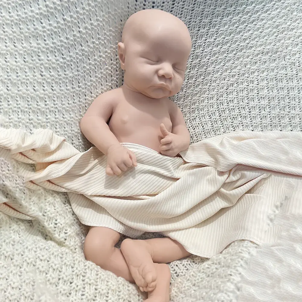 Diy Unpainted artist collection reborn doll 18 Inch Closed Eyes Non Viynl boy Full platinum Silicone Baby Dolls Soft lifelikesiliconereborns.com