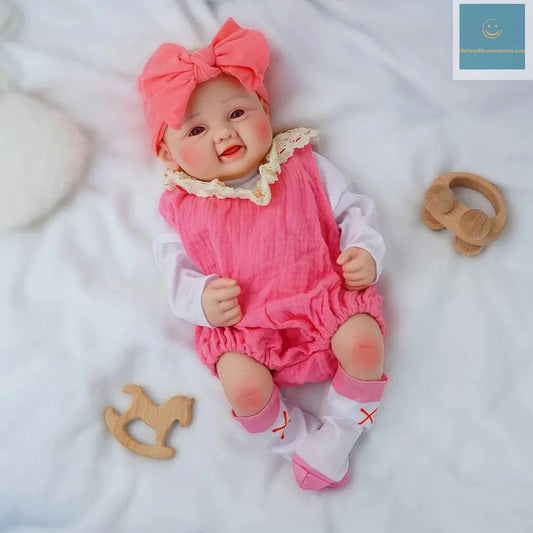 Exquisite smile with open eyes! 17.3-inch medical grade solid silicone reborn baby 2.4kg ultra realistic skin touch lifelikesiliconereborns.com