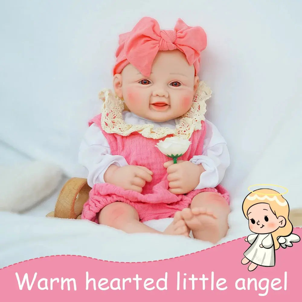 Exquisite smile with open eyes! 17.3-inch medical grade solid silicone reborn baby 2.4kg ultra realistic skin touch lifelikesiliconereborns.com