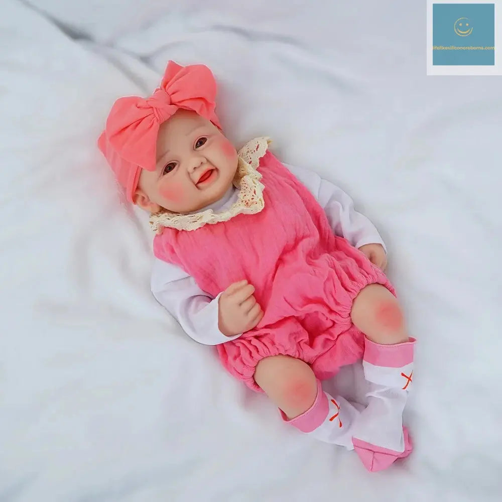 Exquisite smile with open eyes! 17.3-inch medical grade solid silicone reborn baby 2.4kg ultra realistic skin touch lifelikesiliconereborns.com