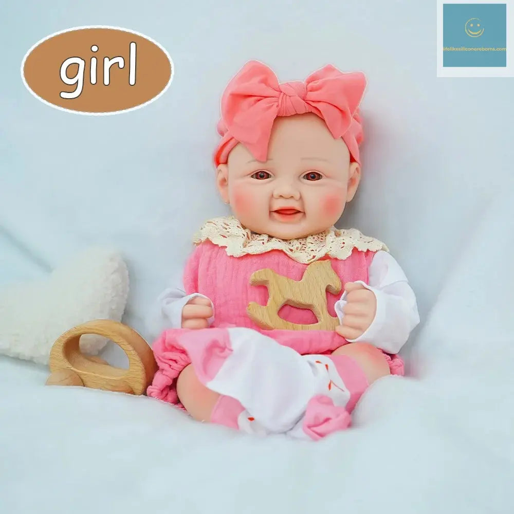 Exquisite smile with open eyes! 17.3-inch medical grade solid silicone reborn baby 2.4kg ultra realistic skin touch lifelikesiliconereborns.com