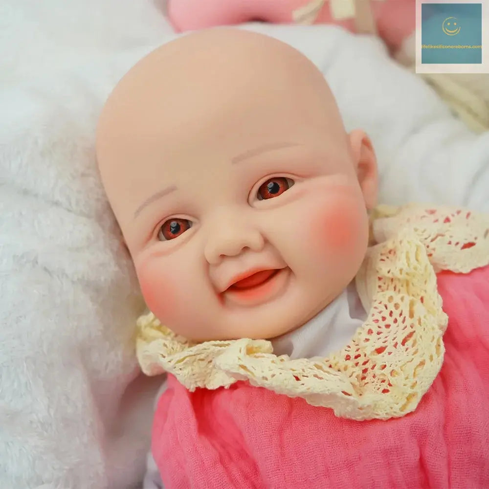 Exquisite smile with open eyes! 17.3-inch medical grade solid silicone reborn baby 2.4kg ultra realistic skin touch lifelikesiliconereborns.com