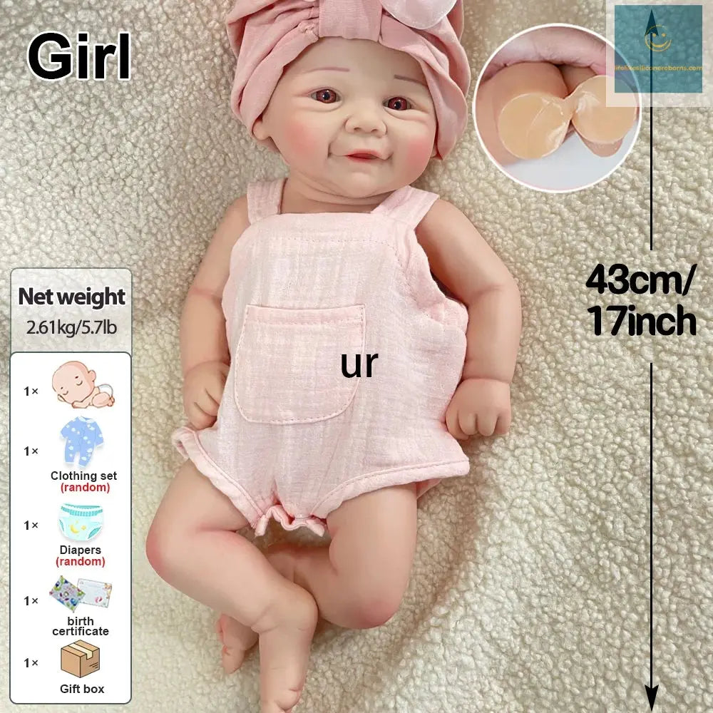 Full Body Silicone Reborn Baby Girl Doll Lovely 44cm Flexible 1:1 Soft Newborn Baby Doll Christmas Gift Collectibles lifelikesiliconereborns.com