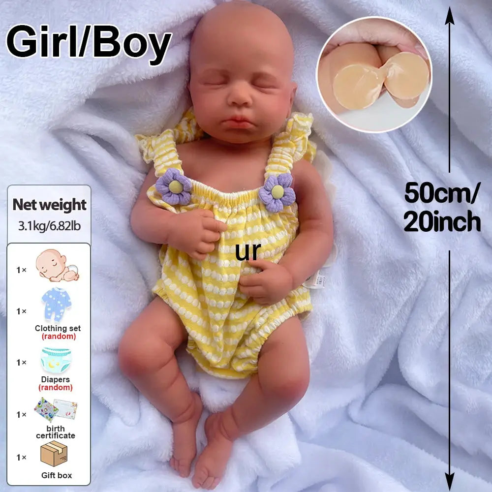 Full Body Silicone Reborn Baby Girl Loulou 20Inch 1:1 Lifelike Silicone Bebe Washable Newborn Dolls for Kids Teaching lifelikesiliconereborns.com