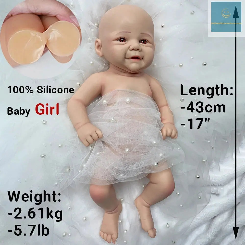 Full Body Silicone Soft 18 Inch Lifelike Silicone Reborn Baby Girl Handmade Newborn Waterproof  Bebe for Spiritual Support Gift lifelikesiliconereborns.com