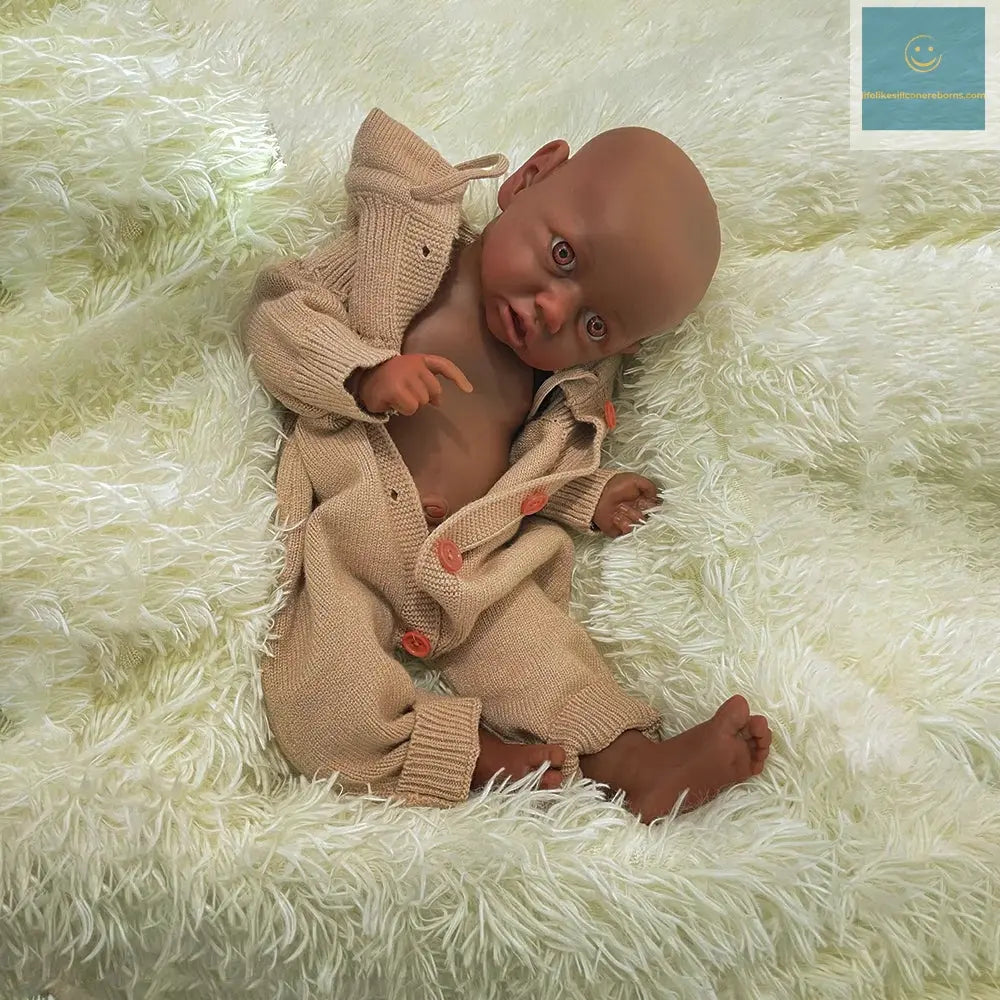 Full Platinum Silicone Body Baby Black Girl Reborn Doll Handmade 3D Painted Cute African Skin Newborn Baby Cuddly 18 Inch lifelikesiliconereborns.com