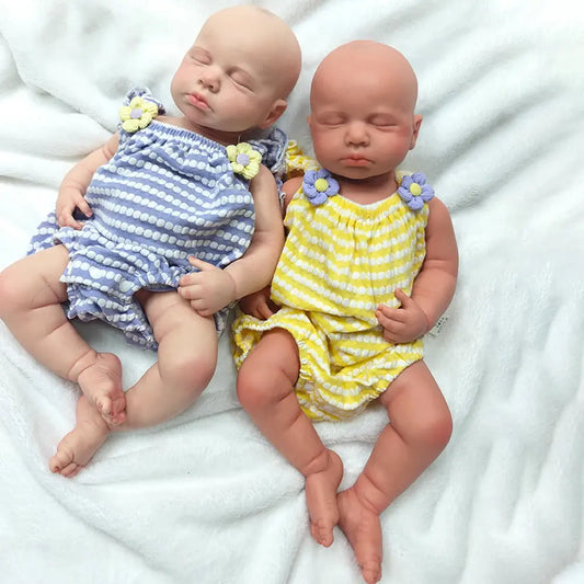 Full Solid Platinum Silicone Newborn Baby Girl Doll LouLou Washable Sleeping Painted 50cm Realistic Soft Weighted Reborn Baby lifelikesiliconereborns.com