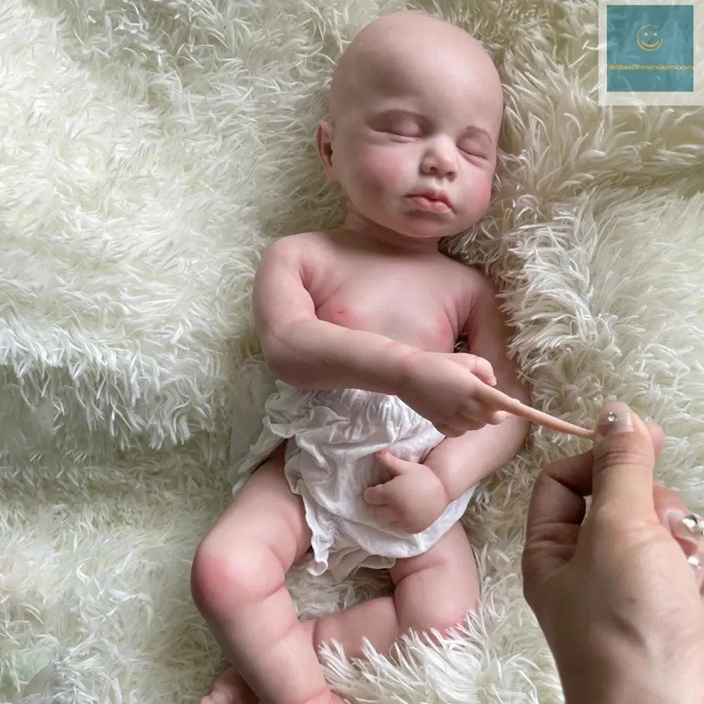 Full Solid Platinum Silicone Newborn Baby Girl Doll LouLou Washable Sleeping Painted 50cm Realistic Soft Weighted Reborn Baby lifelikesiliconereborns.com