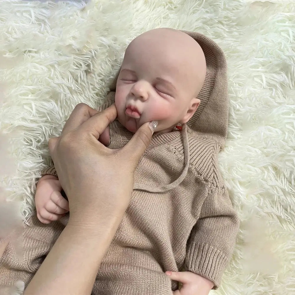 Full Solid Platinum Silicone Newborn Baby Girl Doll LouLou Washable Sleeping Painted 50cm Realistic Soft Weighted Reborn Baby lifelikesiliconereborns.com