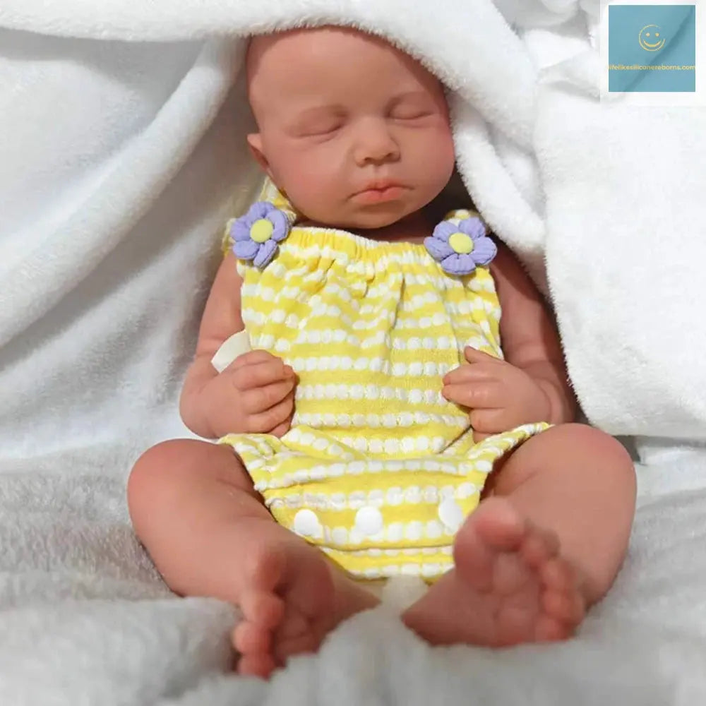 Full Solid Platinum Silicone Newborn Baby Girl Doll LouLou Washable Sleeping Painted 50cm Realistic Soft Weighted Reborn Baby lifelikesiliconereborns.com