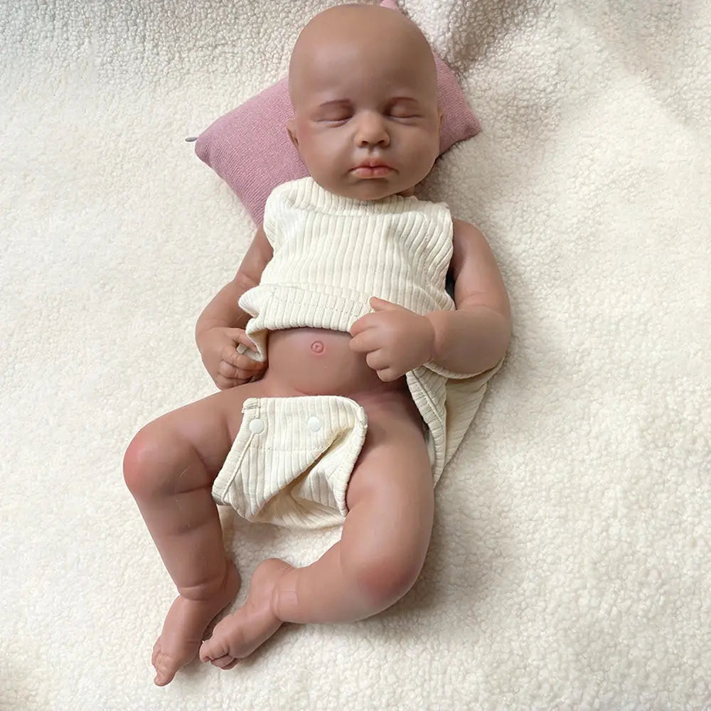 Full Solid Platinum Silicone Newborn Baby Girl Doll LouLou Washable Sleeping Painted 50cm Realistic Soft Weighted Reborn Baby lifelikesiliconereborns.com