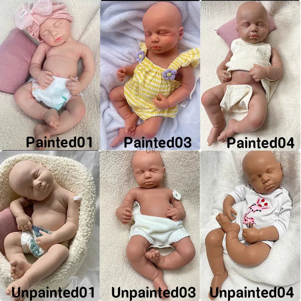 Full Solid Platinum Silicone Newborn Baby Girl Doll LouLou Washable Sleeping Painted 50cm Realistic Soft Weighted Reborn Baby lifelikesiliconereborns.com