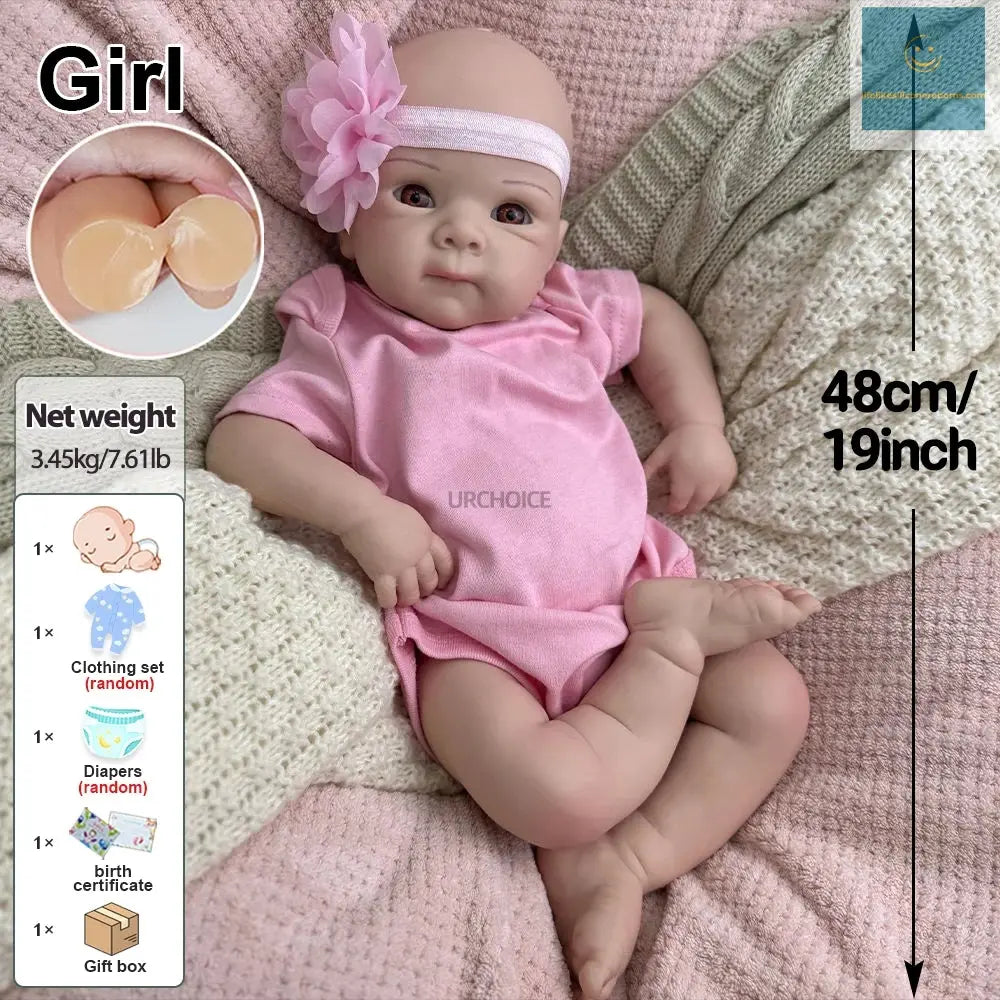 Handmade 19Inch Lifelike Skin Visible Veins Silicone Reborn Baby Girl Easy to Clean Doll for Collectors Christmas Gift Kids Toy lifelikesiliconereborns.com