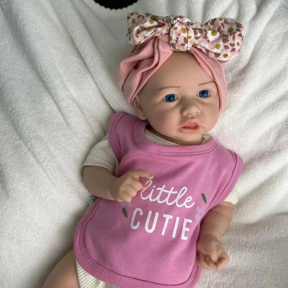 Handmade 45cm Lifelike Full Body Soft Silicone Reborn Baby Girl Open Eyes Easy to Clean Weighted Doll for Coping with Loss  Gift lifelikesiliconereborns.com