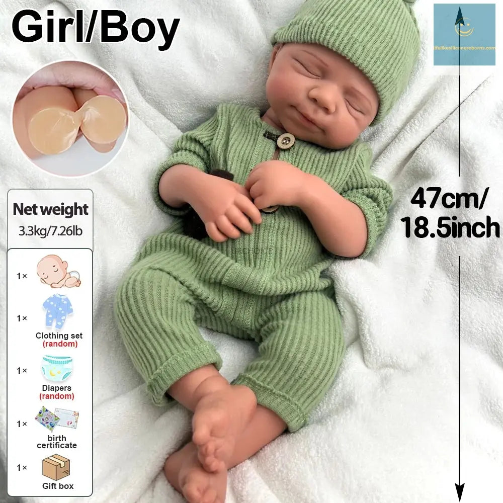 Handmade Realistic Features Weighted Body 19Inch Silicone Reborn Baby Girl/Boy Doll Ideal for Artistic Display Collectibles lifelikesiliconereborns.com