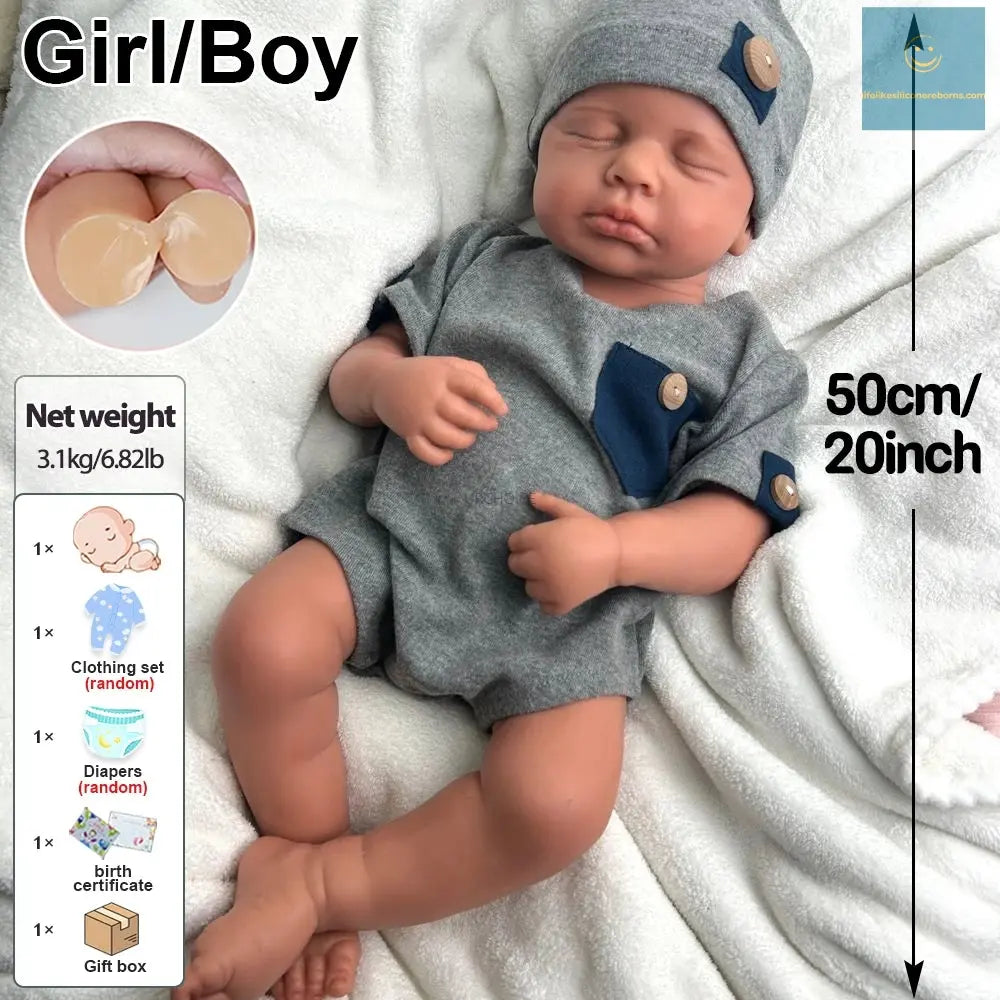 Healing Silicone Reborn Baby Girl&Boy 20Inch Cuddly Washable Newborn Doll for Depression & Loneliness Support Collection Toy lifelikesiliconereborns.com