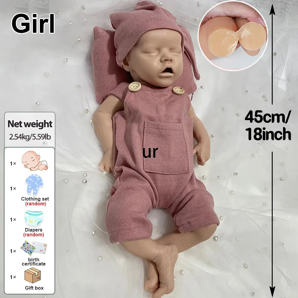 High-Simulation 18Inch Customizable Silicone Reborn Baby Girl Weighted Soft Washable Doll for Doll Enthusiasts Gift Collector lifelikesiliconereborns.com