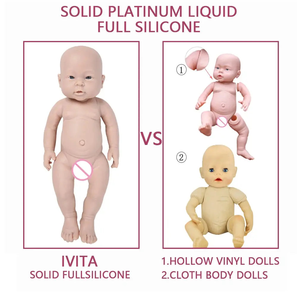IVITA WG1503 16inch 2000g 100% Full Silicone Reborn Baby Doll Unpainted Unfinished High Quality Dolls DIY Blank Children Toys lifelikesiliconereborns.com