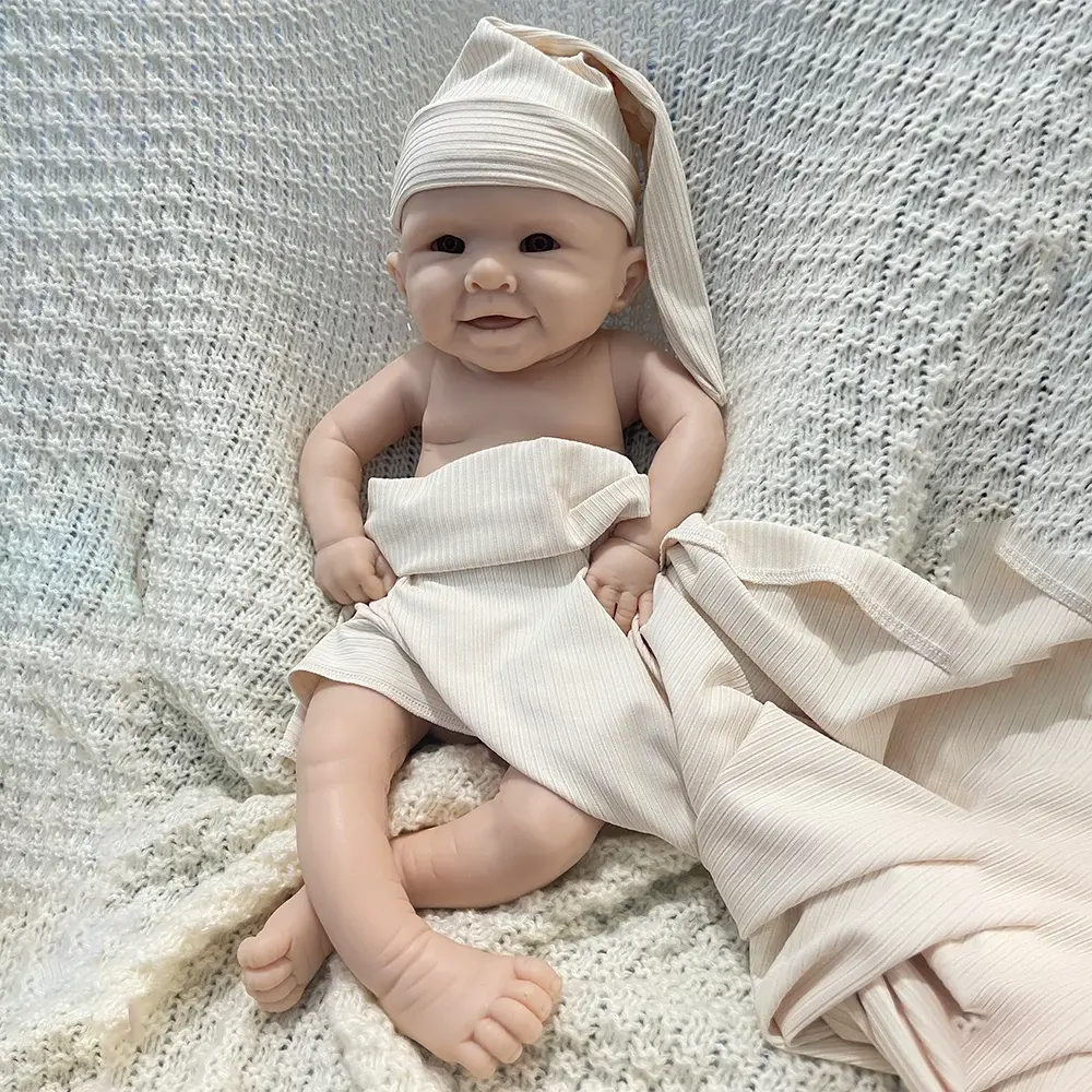 Kids Xmas Gift 19 Inch Silicone Reborn Baby Toy Soft Well Painted Finished Smile Girl Sculpture Doll Accompany Toy For Parents lifelikesiliconereborns.com