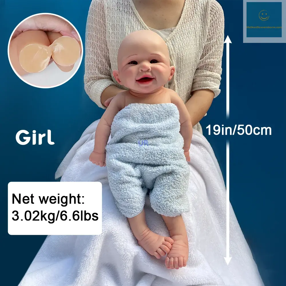 Kids Xmas Gift 19 Inch Silicone Reborn Baby Toy Soft Well Painted Finished Smile Girl Sculpture Doll Accompany Toy For Parents lifelikesiliconereborns.com