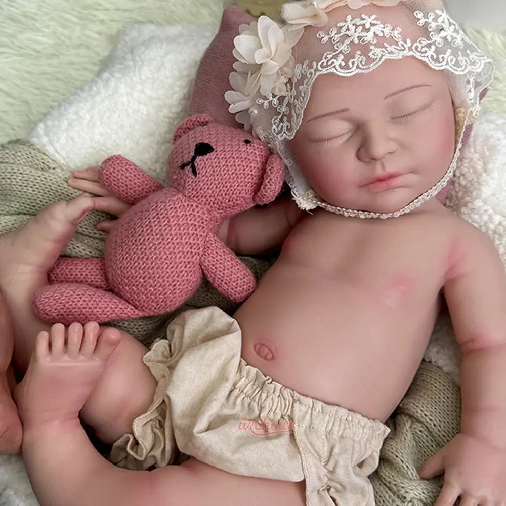 Lifelike 22" Exquisite Silicone Reborn Baby Dolls Sleeping Girl Handmade Real Life Soft Weighted Body Gift Toy & DIY Artwork lifelikesiliconereborns.com