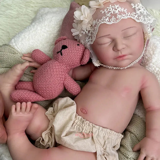 Lifelike 22" Exquisite Silicone Reborn Baby Dolls Sleeping Girl Handmade Real Life Soft Weighted Body Gift Toy & DIY Artwork lifelikesiliconereborns.com