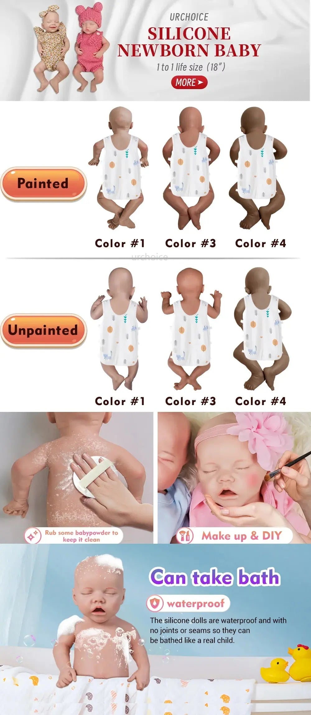 Lifelike 22" Soft Silicone Reborn Baby Girl Handcrafted Painted Newborn Silicone Doll For Diy Art Collection Christmas Gifts lifelikesiliconereborns.com