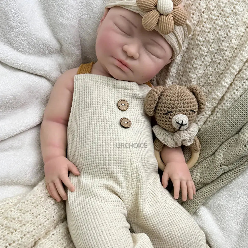 Lifelike 22" Soft Silicone Reborn Baby Girl Handcrafted Painted Newborn Silicone Doll For Diy Art Collection Christmas Gifts lifelikesiliconereborns.com