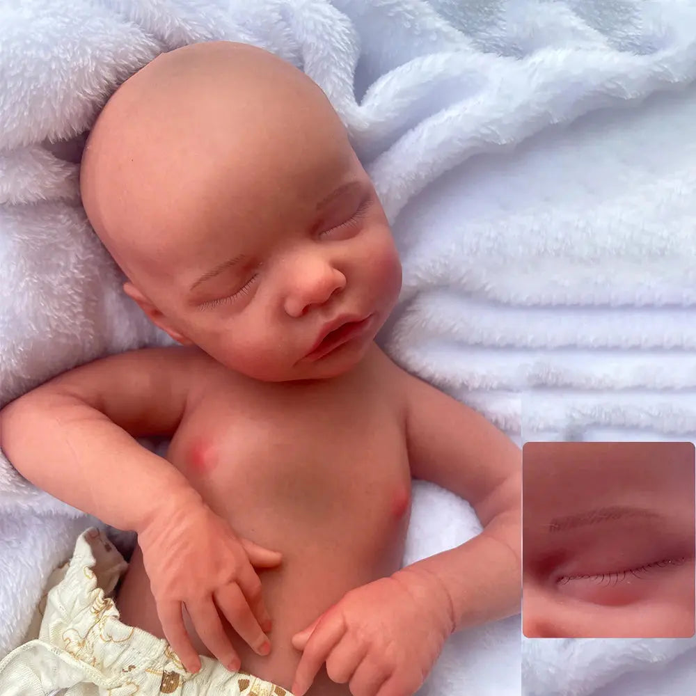 Lifelike Full Body Platinum Silicone Baby Girl 18Inch Realistic Newborn Waterproof Real Black Baby Doll for Painter Collector lifelikesiliconereborns.com