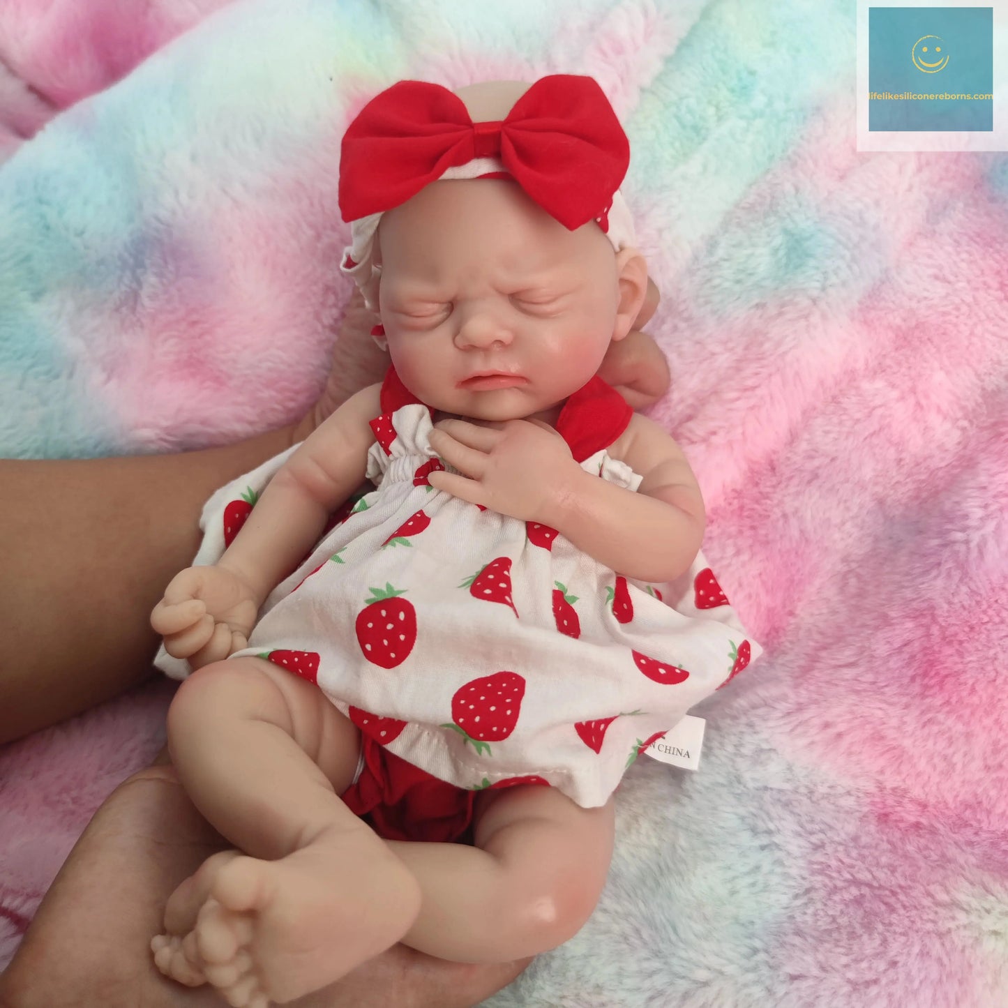 Lifelike Reborn Baby Doll 12 inch Full Soft Silicone Girl with Strawberry Dress, Perfect Birthday/Christmas Gift for Kids lifelikesiliconereborns.com