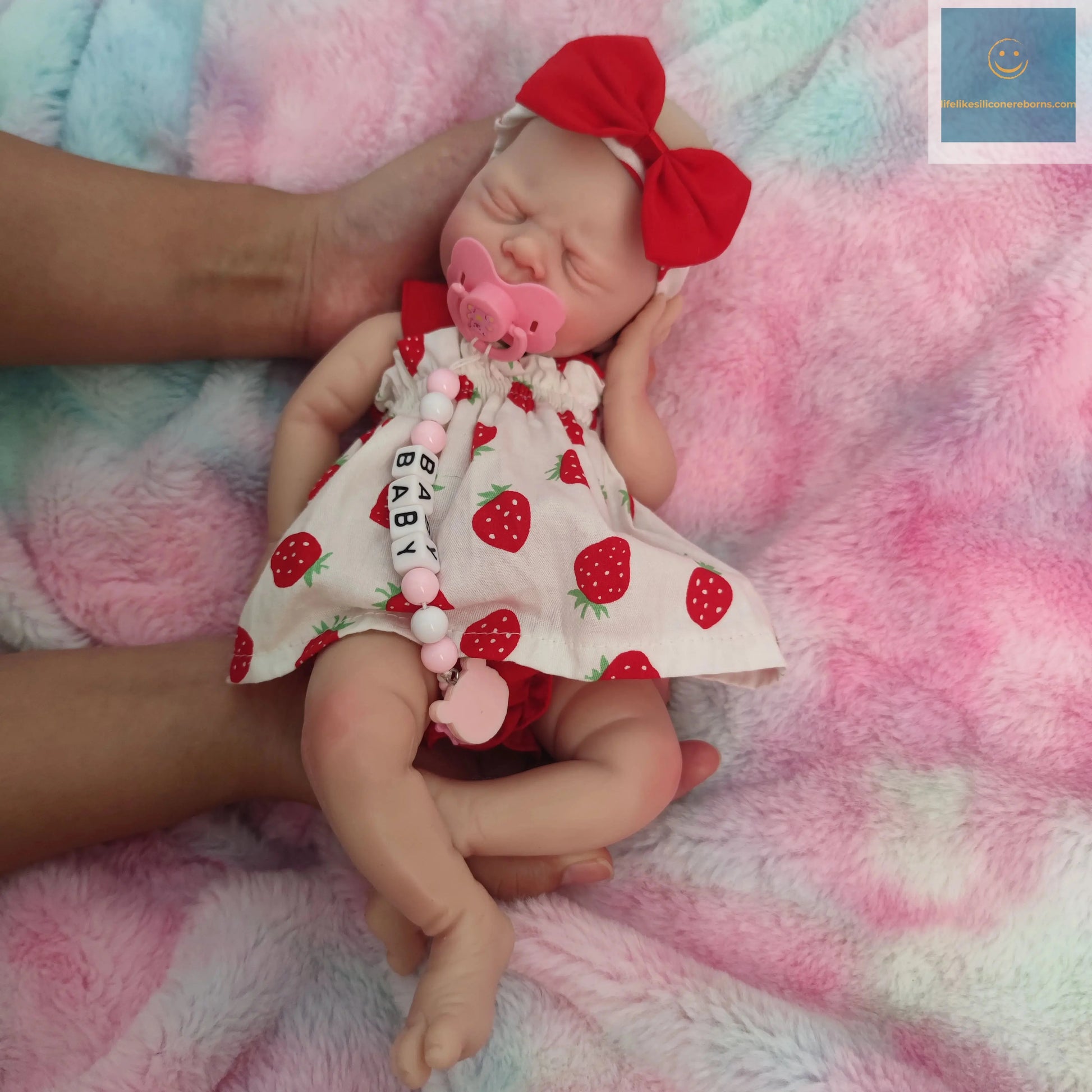 Lifelike Reborn Baby Doll 12 inch Full Soft Silicone Girl with Strawberry Dress, Perfect Birthday/Christmas Gift for Kids lifelikesiliconereborns.com