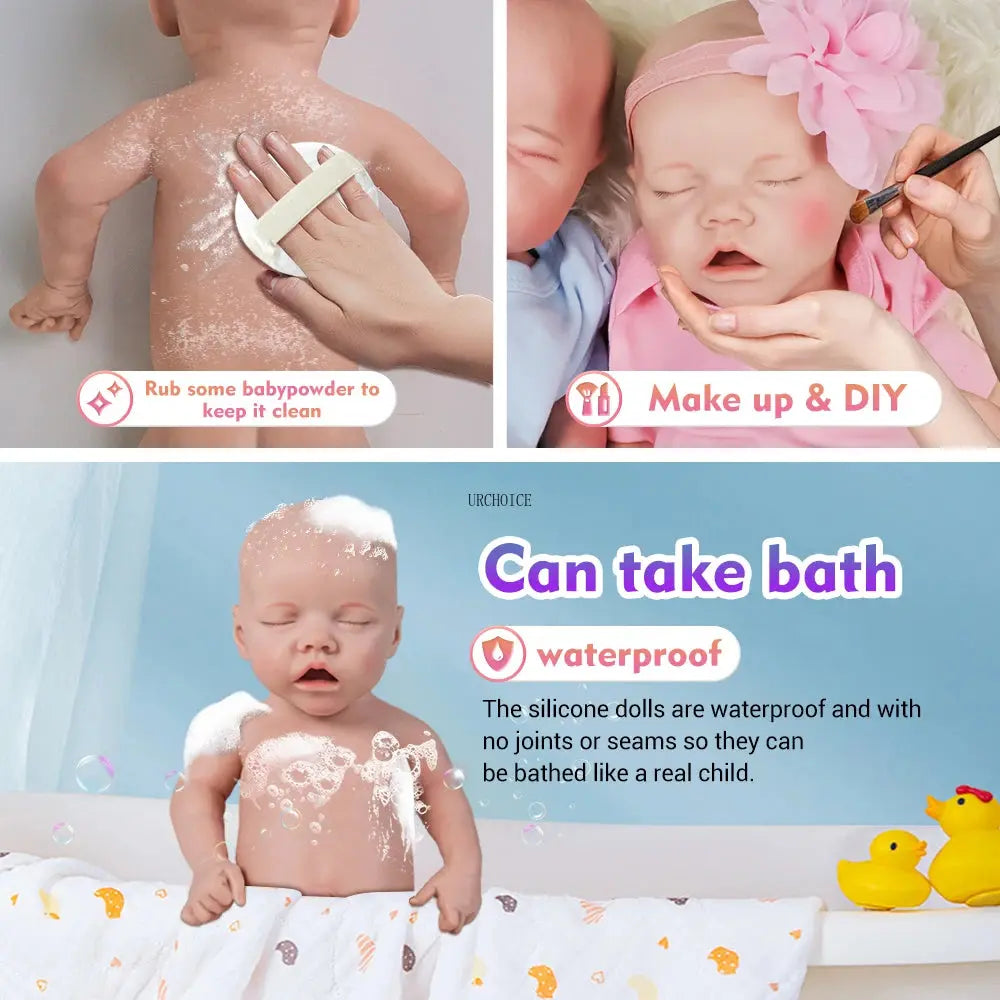 Lifelike Silicone Reborn Baby Dolls Girl Realistic Full Body Platinum Silicone Soft Waterproof 18Inch Festival Toys for Children lifelikesiliconereborns.com