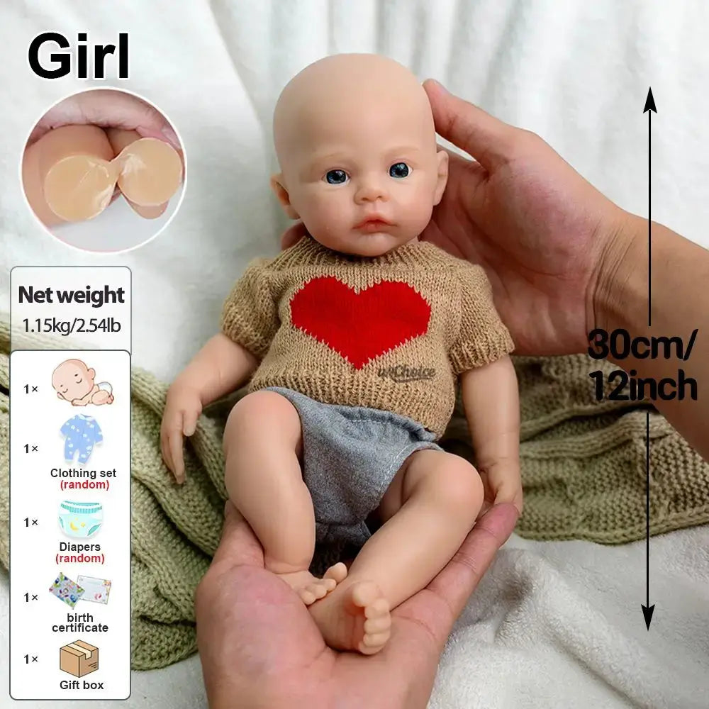 Micro 30 CM 12Inch Baby Girl Meadow Full Body Soft Silicone Reborn Doll Lifelike 3D Skin Washable Christmas Gift Kids Toy lifelikesiliconereborns.com