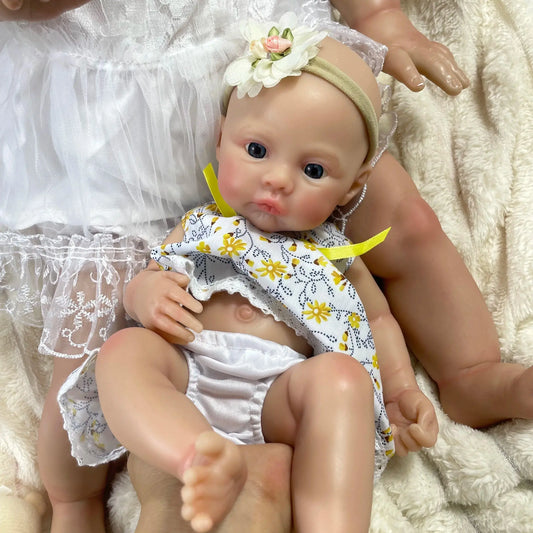 Mini 33 CM Full Silicon Reborn Baby Doll Meadow Lifelike Soft Solid Silicone Body Girl Washable Christmas Gift Toy lifelikesiliconereborns.com