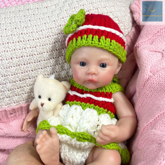 Mini 33CM Full Silicon Reborn Baby Doll Meadow Open Blue Eyes Soft Silicone Body Girl Washable Toy lifelikesiliconereborns.com