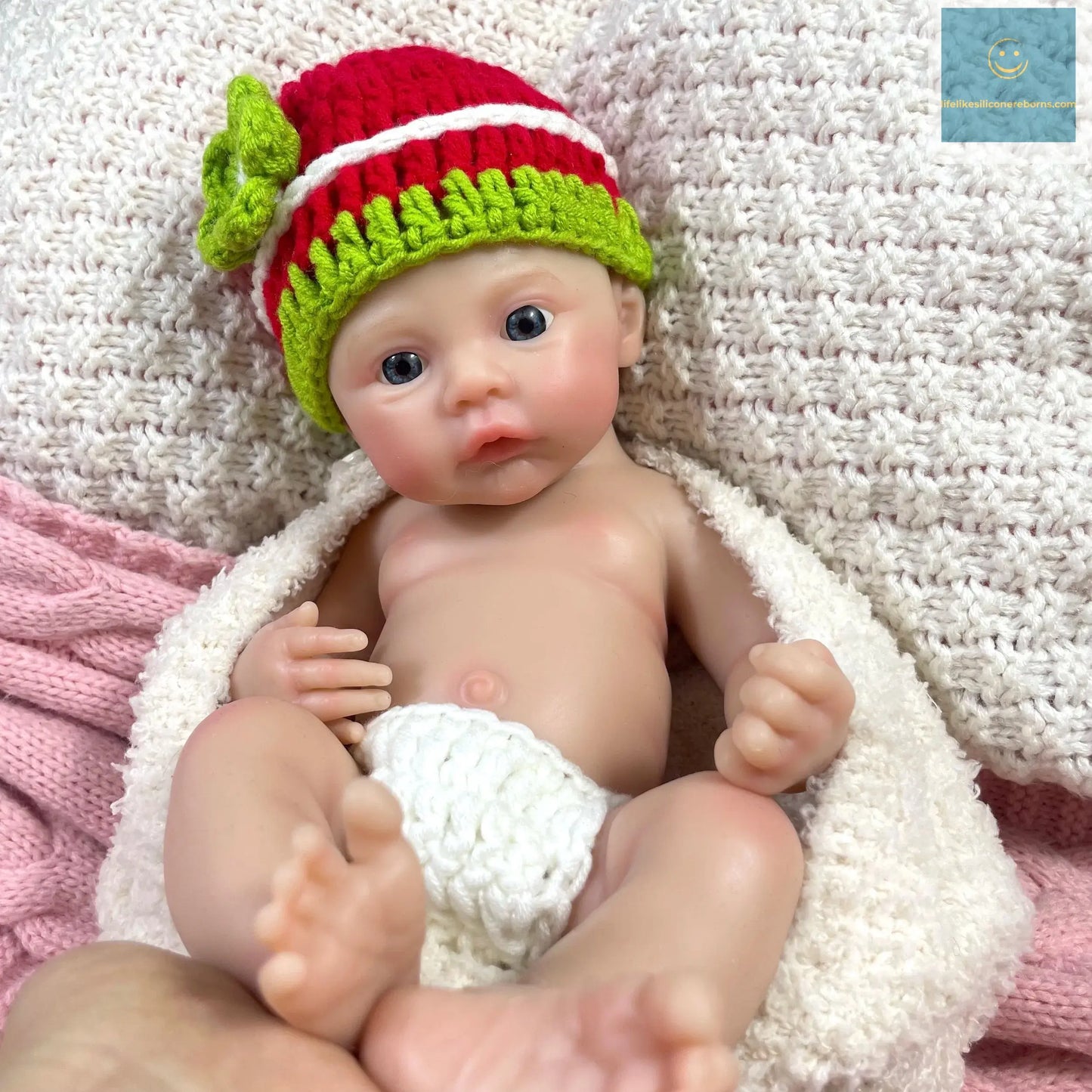 Mini 33CM Full Silicon Reborn Baby Doll Meadow Open Blue Eyes Soft Silicone Body Girl Washable Toy lifelikesiliconereborns.com
