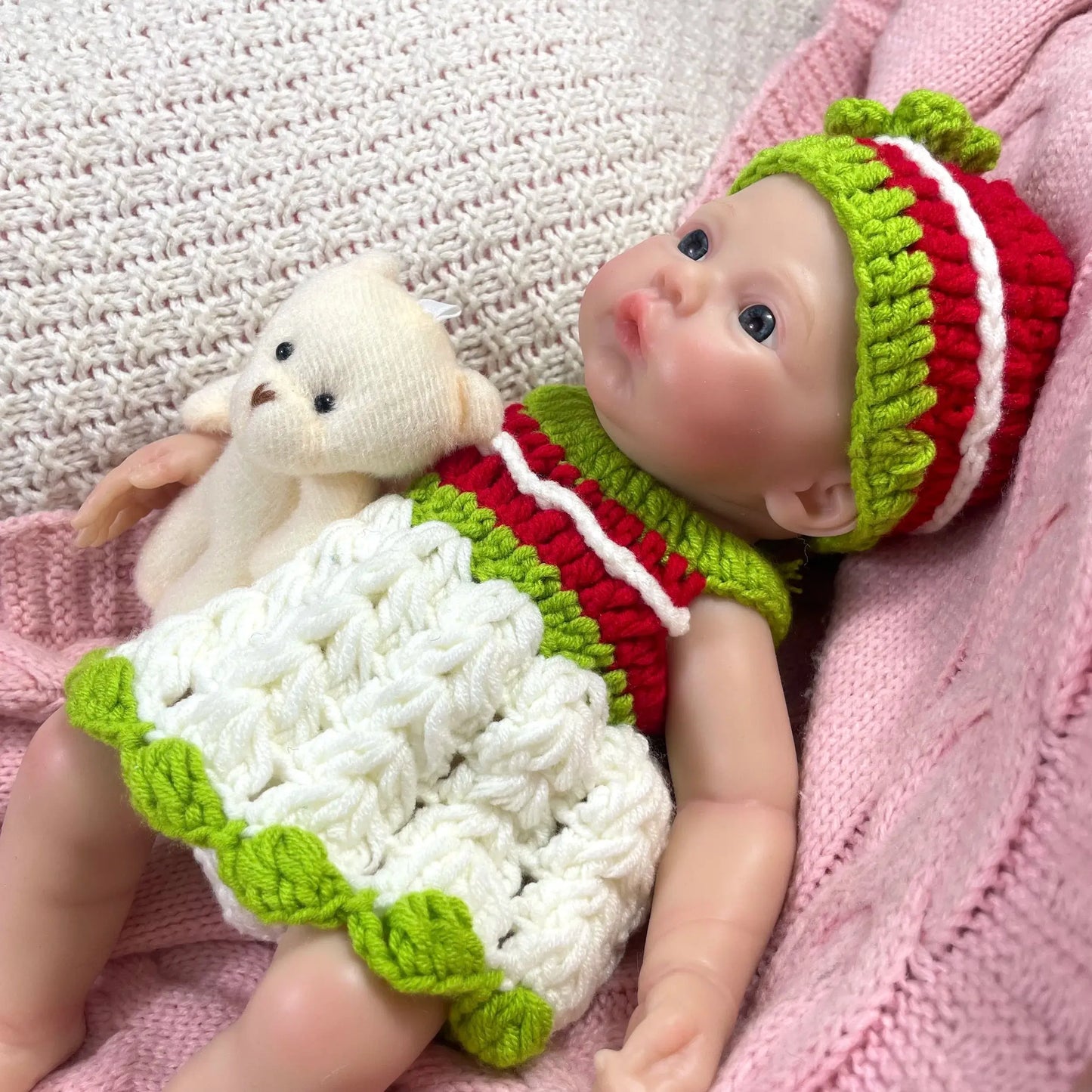 Mini 33CM Full Silicon Reborn Baby Doll Meadow Open Blue Eyes Soft Silicone Body Girl Washable Toy lifelikesiliconereborns.com